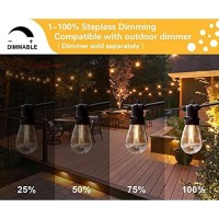 Sunthin Outdoor String Lights, 48Ft Patio Lights With 16 Led Shatterproof Bulbs For Outside, Backyard, Deck, Porch, Garden, Bistro, Cafe, Party