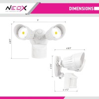 Neox Led Security Light Motion Sensor Outdoor Flood Light With Dusk To Dawn Photocell - 20W 1954Lm 3000K Warm White 120V Etl Listed Ip65 Waterproof - Home Security Light - Led Exterior Flood Lights