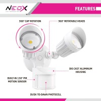 Neox Led Security Light Motion Sensor Outdoor Flood Light With Dusk To Dawn Photocell - 20W 1954Lm 3000K Warm White 120V Etl Listed Ip65 Waterproof - Home Security Light - Led Exterior Flood Lights