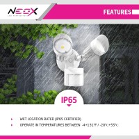 Neox Led Security Light Motion Sensor Outdoor Flood Light With Dusk To Dawn Photocell - 20W 1954Lm 3000K Warm White 120V Etl Listed Ip65 Waterproof - Home Security Light - Led Exterior Flood Lights