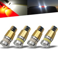 Ibrightstar Newest 12-24V Super Bright 194 912 921 168 175 2825 W5W T10 Led Bulbs With Projectors For Car Truck 3Rd Brake Lamp Cargo Lights, White / Red