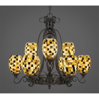 Elegant 9 Light Chandelier Shown In Dark Granite Finish With 5