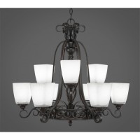 Elegant 9 Light Chandelier Shown In Dark Granite Finish With 4.5