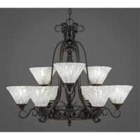 Elegant 9 Light Chandelier Shown In Dark Granite Finish With 7