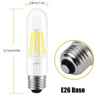 Asoko E26 T10 Bulbs Daylight White 6W, Dimmable T10 Edison Bulb 60 Watts 4000K, E26 Base Led Tubular Light Bulbs, Tube Vintage Led Edison Bulb For Desk Lamp, Pendant Lights, Home (3 Pack)