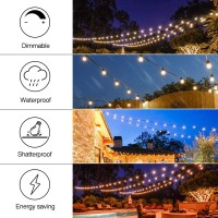 Banord 102Ft Outdoor String Lights Waterproof Patio Lights With 35 Shatterproof Led Bulb Hanging Light String Black String Lig