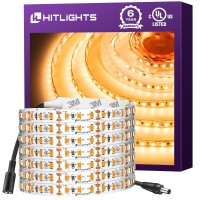 Hitlights Led Strip Lights Warm White 2700K, 16.4Ft High Density Tape Light For Bedroom, 600 Leds/Reel, 300Lm/Feet, Ul-Listed, 12V Flexible Dimmable Rope Lights For Room, Home, Under Cabinet Lighting