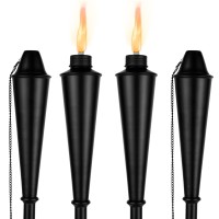 Birdrock Home 4-Pack Outdoor Oil Garden Torch | 60-Inch Tall | Flame Torch Light | Backyard Outside Patio Lighting | Outdoor Decorative Garden D