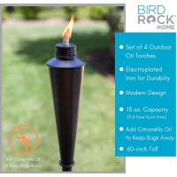 Birdrock Home 4-Pack Outdoor Oil Garden Torch | 60-Inch Tall | Flame Torch Light | Backyard Outside Patio Lighting | Outdoor Decorative Garden D