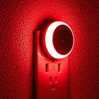 Seriecozy Red Plug In Night Light With Sensor, Diffused Light, Energy Efficient, Night Light Plug Into Wall, For Bedroom, Bathroom, Kitchen, Hallway, Kids Room, Stairs, 2 Pack