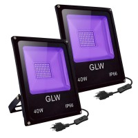 Glw Blacklight, Led 40W Black Light Flood Light Ip66-Waterproof (With Plug),Glow In The Dark, Fluorescent Poster, Body Paint, Neon Glow, Curing (2 Pack)