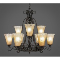 Elegant 9 Light Chandelier Shown In Dark Granite Finish With 5.5