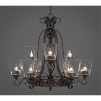 Elegant 9 Light Chandelier Shown In Dark Granite Finish With 4.5