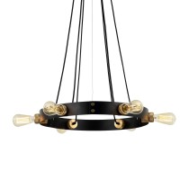 Warehouse Of Tiffany Cy-Dd-226 Carbon Loft Brito Antique Bronze 6-Light Round Strap Band, Includes Bulbs Chandelier, One Size