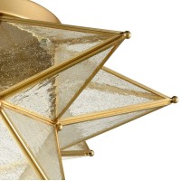 Daycent Modern Moroccan Seeded Glass Brass Moravian Star Flush Mount Ceiling Lights For Kitchen 18 Inches