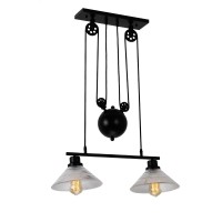 Warehouse Of Tiffany Cy-Dd-177 Laxmi Black Industrial Style 2-Light Ridged Glass Shades (Includes Bulbs) Chandelier, One Size