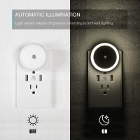 Seriecozy Led Night Light Plug In White Nightlight Dusk To Dawn Sensor Smart Wall Night Light For Bathroom Bedroom Home Kitch