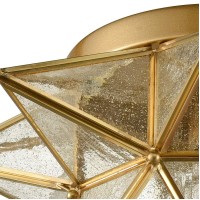 Daycent Modern Moroccan Seeded Glass Brass Moravian Star Flush Mount Ceiling Light 15 Inches 1Light