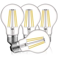 Luxrite Vintage A19 Led Light Bulbs 60W Equivalent, 5000K Bright White Dimmable, 800 Lumens, Standard Led Edison Bulb 8W, Ul Listed, E26 Base (4 Pack)