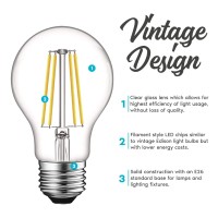 Luxrite Vintage A19 Led Light Bulbs 60W Equivalent, 5000K Bright White Dimmable, 800 Lumens, Standard Led Edison Bulb 8W, Ul Listed, E26 Base (4 Pack)