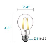 Luxrite Vintage A19 Led Light Bulbs 60W Equivalent, 5000K Bright White Dimmable, 800 Lumens, Standard Led Edison Bulb 8W, Ul Listed, E26 Base (4 Pack)