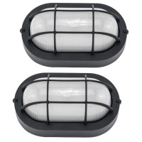 Yaokuem Outdoor Led Bulkhead Light Worked As Outdoor Flush Mount Ceiling Light, Wall Lantern, 6W 520Lumens 5000K Daylight, Dimmable, Aluminum Housing, Black 2 Pack