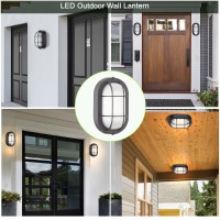 Yaokuem Outdoor Led Bulkhead Light Worked As Outdoor Flush Mount Ceiling Light, Wall Lantern, 6W 520Lumens 5000K Daylight, Dimmable, Aluminum Housing, Black 2 Pack