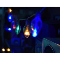 Christmas Lights 50Led Clear C7 Christmas String Lights Battery Operated Cute Party Bedroom Garden Decorations Ornaments Supplies, Indoor Outdoor D�Cor