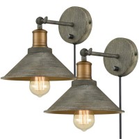 Jeenkae Vintage Swing Arm Wall Sconces Hardwired Or Plug-In Bedroom Bath Wall Lamps Set Of 2