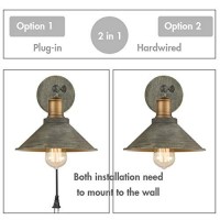 Jeenkae Vintage Swing Arm Wall Sconces Hardwired Or Plug-In Bedroom Bath Wall Lamps Set Of 2