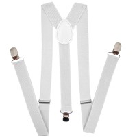 Navisima Suspenders For Kids - Adjustable Suspenders For Girls, Toddler, Baby - Elastic Y-Back Design With Strong Metal Clips 12 Pack, White