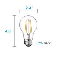 Luxrite Vintage A19 Led Light Bulbs 60W Equivalent, 3000K Soft White Dimmable, 800 Lumens, Standard Led Edison Bulb 8W, Ul Listed, E26 Base (4 Pack)