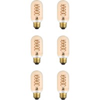 Led Decorative Helix Vertical 2000K Nostaligic Filament 6 Watts 300 Lumens Amber Tint T14 Light Bulb