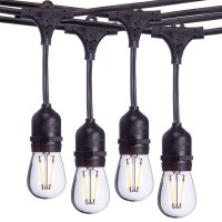 Sterno Home Gl42592 24Ft Led Vintage Edison Outdoor String Lights With Black Rubberized Cord, 24 Feet