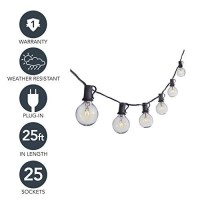 Sterno Home 25-Ft Clear Globe Outdoor Incandescent String Lights G40 Bulbs On Black Cord - For Backyard, Weddings, Patio, Porch, Tents And More