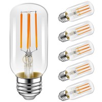 Emotionlite Led Light Bulbs, E26 Dimmable Vintage Edisontubular Bulb, 40W Equivalent, Warm White, 4W 2700K, 350Lm, Medium Base, Ul Listed, 6 Pack