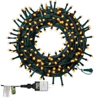 Twinkle Star 66Ft 200 Led Christmas Tree String Lights Ul Safe Certified Outdoor Fairy Lights Plug In, Expandable Green Wire Clear Bulbs Mini Lights 8 Modes, Xmas Wedding Party Decoration, Warm White