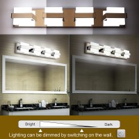 Solfart Bathroom Light Fixtures 4Light Led Bathroom Vanity Lights Over Mirror Dimmable Modern Bathroom Lighting Chrome 4Li