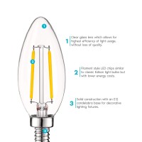 Luxrite 4W Vintage Candelabra Led Bulbs Dimmable, 400 Lumens, 3000K Soft White, Led Chandelier Light Bulbs 40W Equivalent, Clear Glass, Filament Led Candle Bulb, Ul Listed, E12 Base (6 Pack)