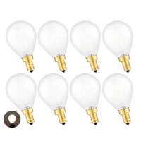 Crlight 2W Led Candelabra Bulb 4000K Daylight White 25W Equivalent 250Lm Dimmable, E12 Tiny G14 Frosted Glass Led Globe Bulbs, Chandelier Bathroom Vanity Mirror Light Bulbs, 8 Pack