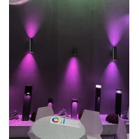 Bling Rf Remote Control Rgb Colour Changing Lighting Led Double Up And Down Outdoor Wall Light,White Temperature 2700K- 6500K Rgb+Cct Exterior Wall Lighting (4 Pack)