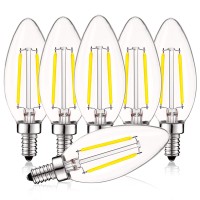 Luxrite 4W Vintage Candelabra Led Bulbs Dimmable, 400 Lumens, 5000K Bright White, Led Chandelier Light Bulbs 40W Equivalent, Clear Glass, Filament Led Candle Bulb, Ul Listed, E12 Base (6 Pack)