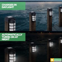 Greenlighting Marina Solar Post Cap Lights Fits 4X4 Nominal Wood Outdoor Solar Powered Post Cap Light, Fence Post, Landscaping, Deck, Garden- Bright Led, Waterproof Nautical Lighting Black 4 Pack