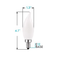 Luxrite 4W Frosted Candelabra Led Bulbs Dimmable, 2700K Warm White, 360 Lumens, E12 Led Bulb 40W Equivalent, Flame Tip Glass, Led Candle Light Bulbs, Ul Listed (12 Pack)