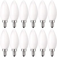 Luxrite 5W Frosted E12 Led Bulb 60W Equivalent, 2700K Warm White, 450 Lumens, Dimmable Candelabra Led Bulbs, Torpedo Tip Glass, Led Candle Light Bulbs, Ul Listed (12 Pack)