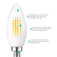 Luxrite 5W Frosted E12 Led Bulb 60W Equivalent, 2700K Warm White, 450 Lumens, Dimmable Candelabra Led Bulbs, Torpedo Tip Glass, Led Candle Light Bulbs, Ul Listed (12 Pack)