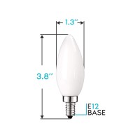 Luxrite 5W Frosted E12 Led Bulb 60W Equivalent, 2700K Warm White, 450 Lumens, Dimmable Candelabra Led Bulbs, Torpedo Tip Glass, Led Candle Light Bulbs, Ul Listed (12 Pack)