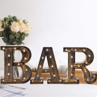 Light Up Bar Sign, Led Vintage Letters Home Decor Name Signs - Illuminated Marquee Letter Sign Lights - Battery Operated - Lighted Accessories & Decorations