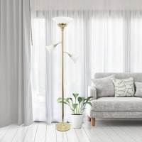 3 Light Floor Lamp With Scalloped Glass Shades, Gold