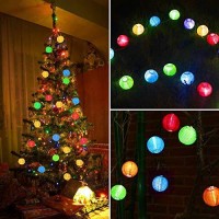 Allomn Solar Lantern String Lights, 19.7Ft 30Led Waterproof Garden Lantern, String Lights Fair Lights With Fabric Lantern Exterior And Interior Decoration For Christmas, Garden, Home, Yard (Colorful)